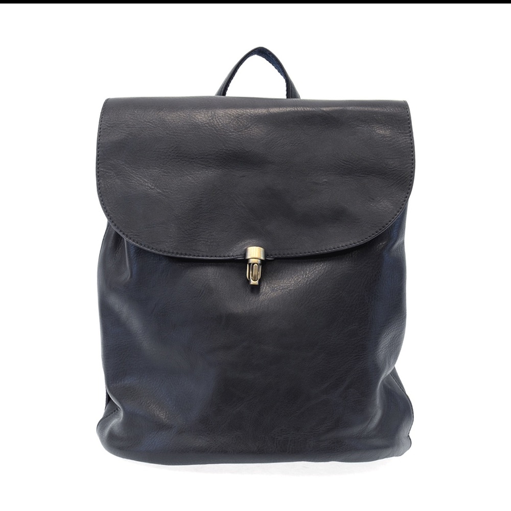 Navy Vegan Leather Backpack
